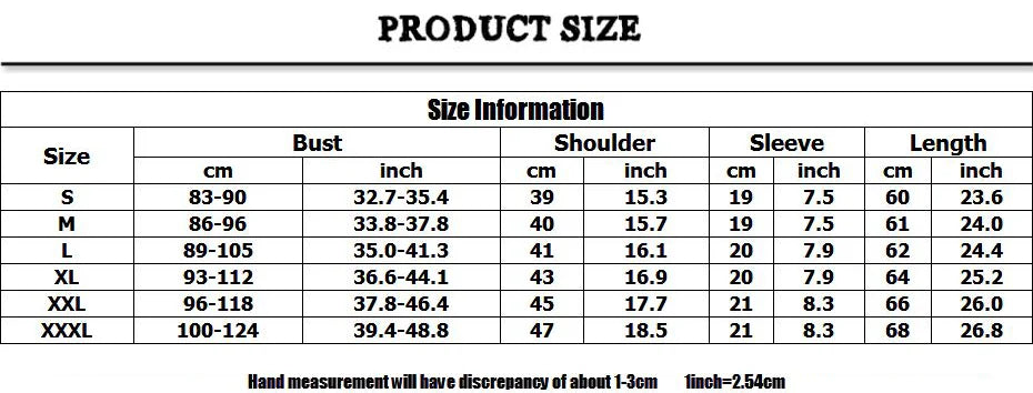 Tableau des tailles pour t-shirt de compression : buste, épaules, manches et longueur