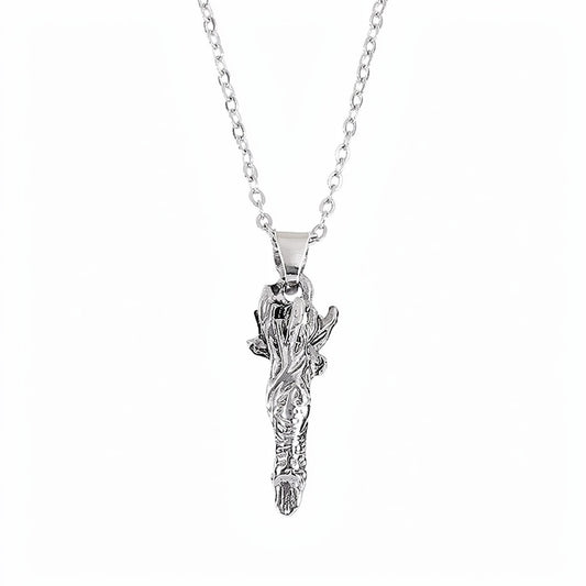 Collier jujutsu Kaisen à pendentif doigt Sukuna argenté, pendentif détaillé au centre