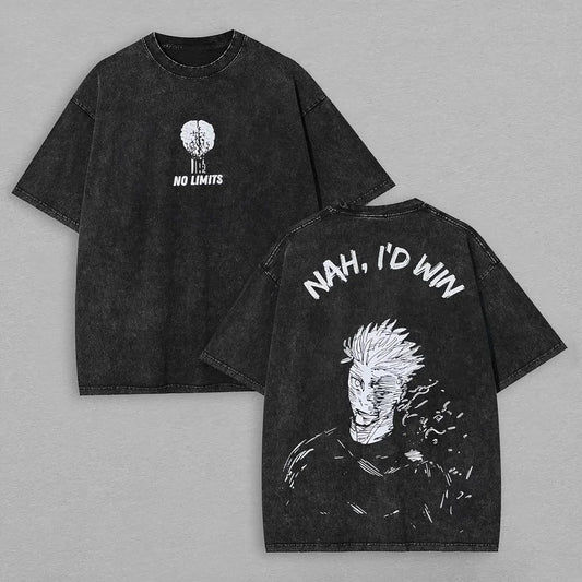 T-shirt Jujutsu Kaisen Gojo Nah I'd Win Délavé