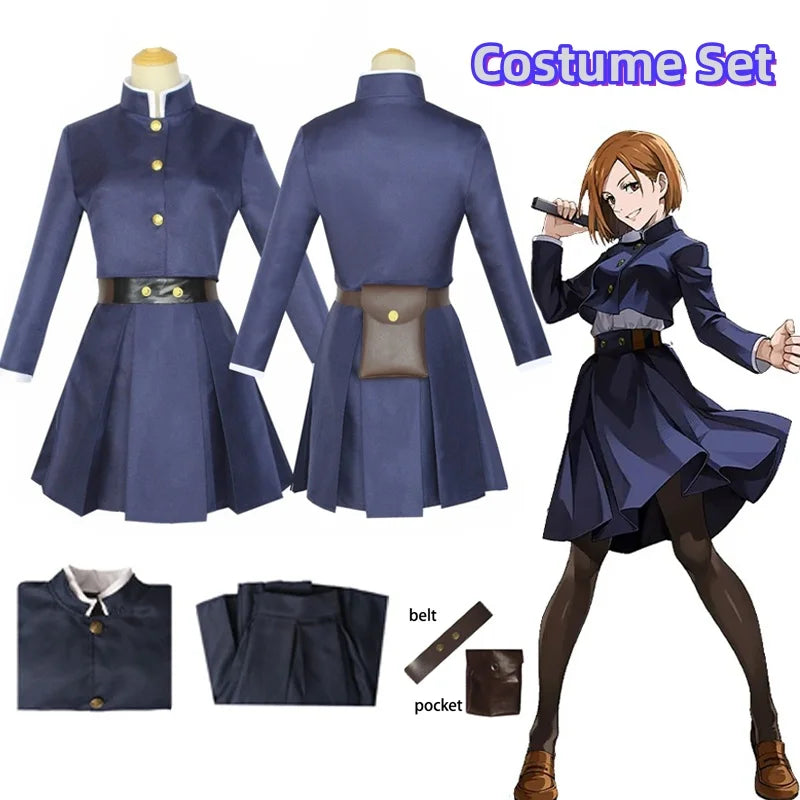 Costume cosplay complet : veste, jupe plissée, ceinture et pochettes