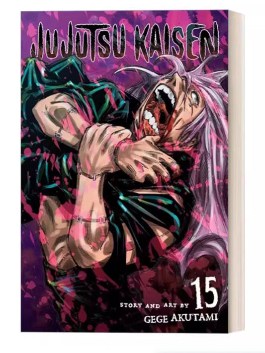 Livre Jujutsu Kaisen Volumes 15-17 Anglais : couverture du tome 15 avec personnage et numéro