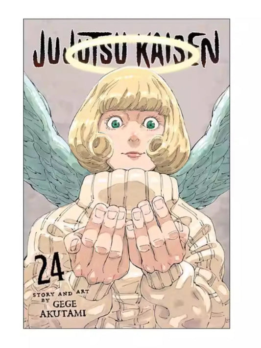Livre Jujutsu Kaisen Volumes 24-26 Anglais : couverture, personnage blond ailé aux mains jointes