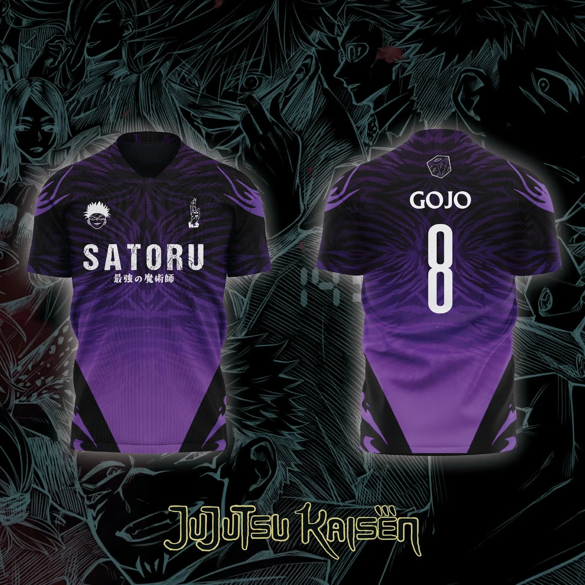 Maillot Jujutsu Kaisen Gojo Football Numéro Huit Bleu