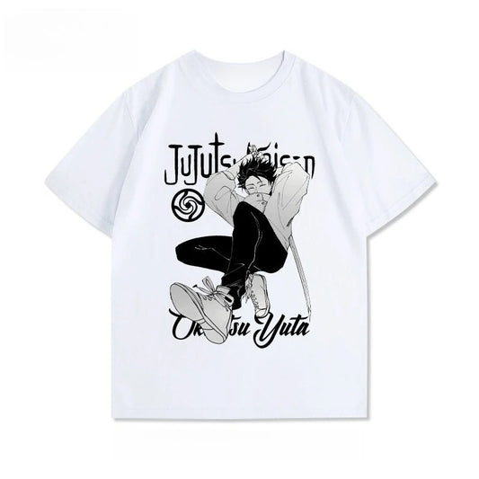 T-shirt blanc à manches courtes avec grand visuel Yuta Okkutsu Action