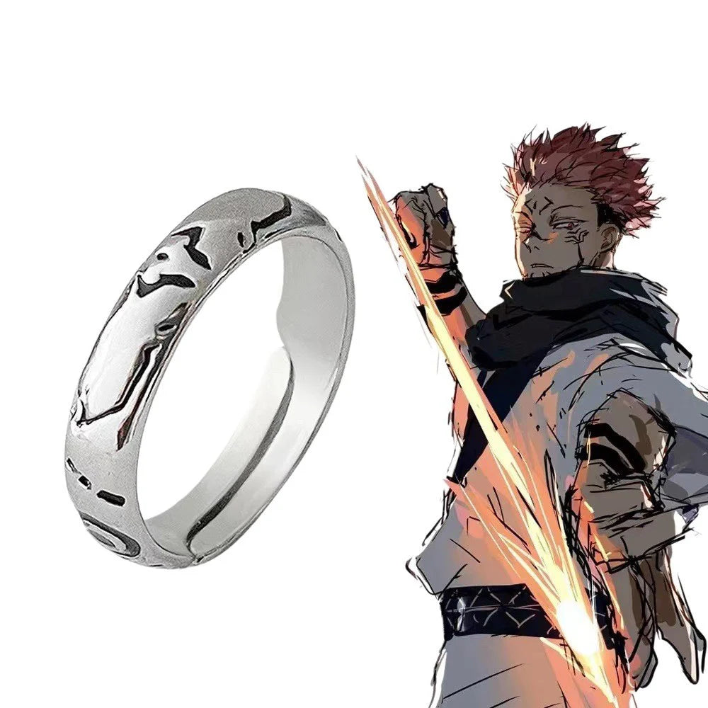 Bague Jujutsu Kaisen Sukuna Argentée Gravée — vue 2