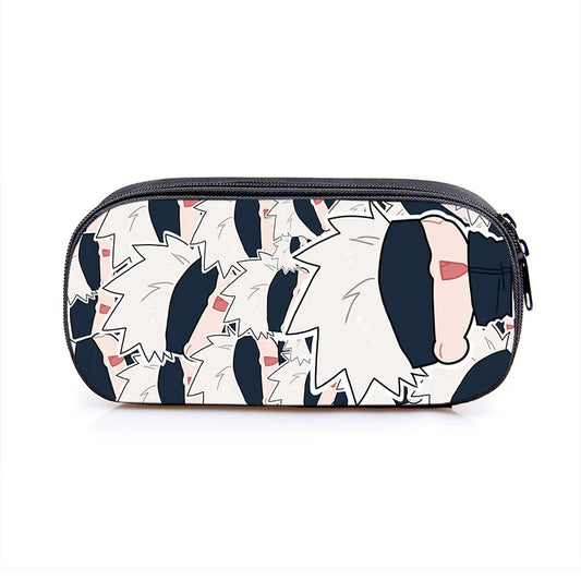 Trousse zippée Jujutsu Kaisen au motif chibi, fond blanc et bleu, forme rectangulaire