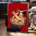 Poster Jujutsu Kaisen Yuta Katana auf Rotem Grund