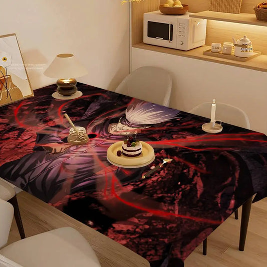 Nappe Jujutsu Kaisen Gojo Noir Rouge : noire et rouge à motif animé, pour table