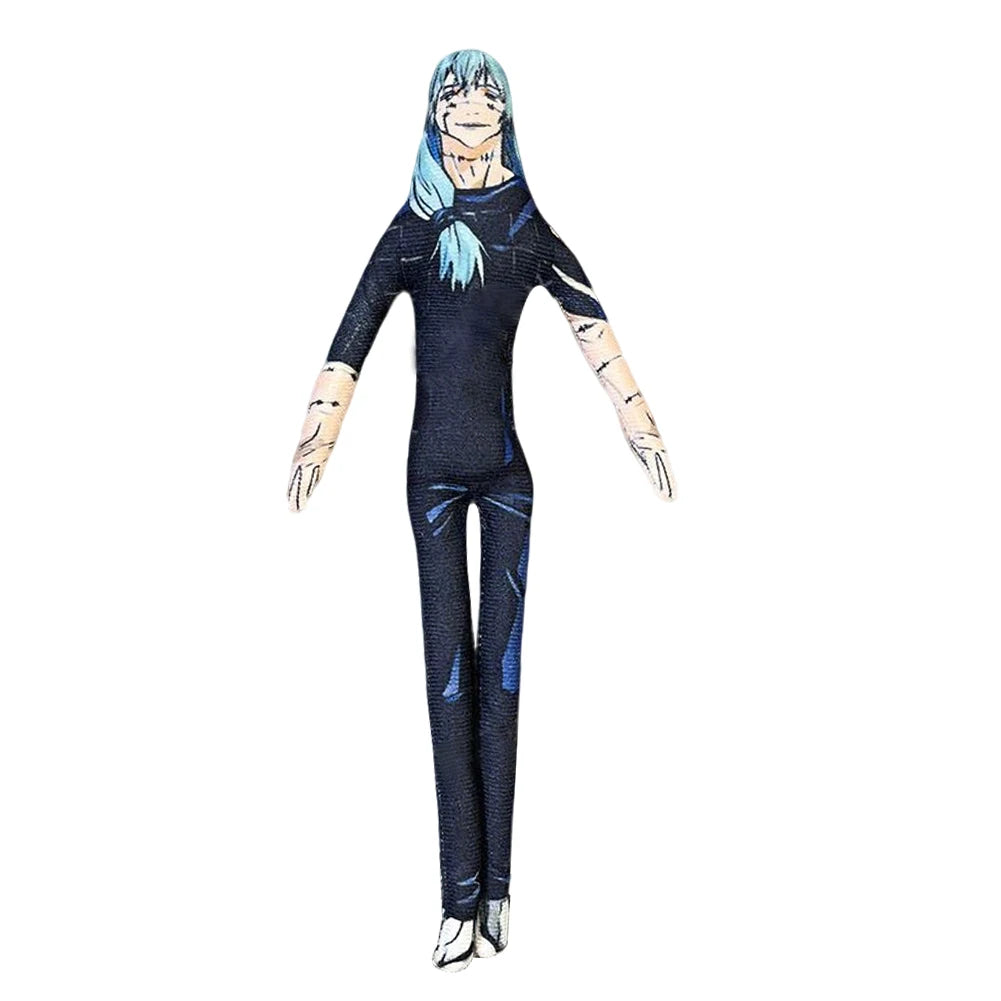 Peluche Mahito Coutures 28 cm, tenue sombre, cheveux bleus, corps rembourré
