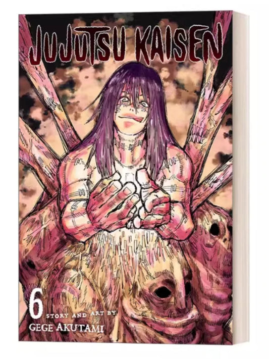 Livre Jujutsu Kaisen Volumes 6-8 Anglais : couverture du tome 6, personnage aux cheveux violets
