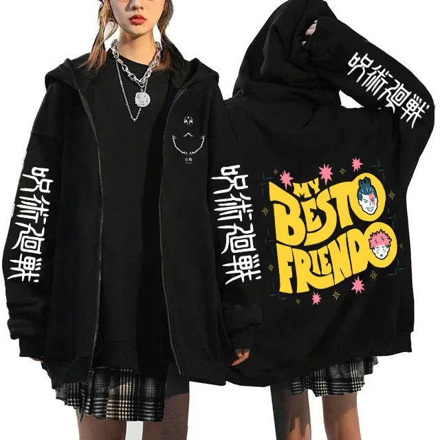 Veste Jujutsu Kaisen Besto Friendo Lettres Jaunes