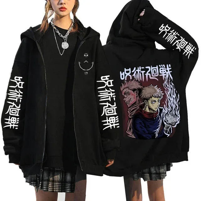 Veste Jujutsu Kaisen Yuji Sukuna Profils Flamme Bleue