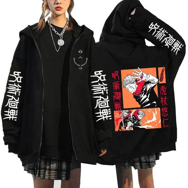 Veste Jujutsu Kaisen Yuji Main sur la Tête Orange