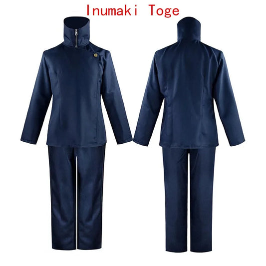 Giacca e pantaloni del costume blu navy, collo alto con cerniera