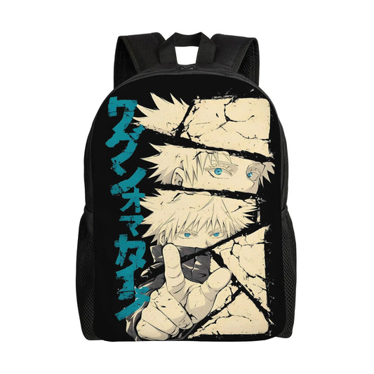 Sac à dos noir visuel manga yeux bleus