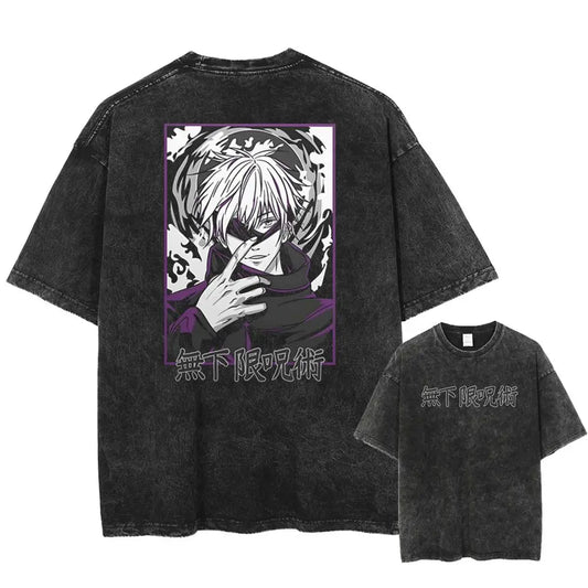 T-shirt Jujutsu Kaisen Gojo Vignette Encadrée Mauve