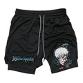 Short Jujutsu Kaisen Gojo Éclairs Bleus Cadre Noir