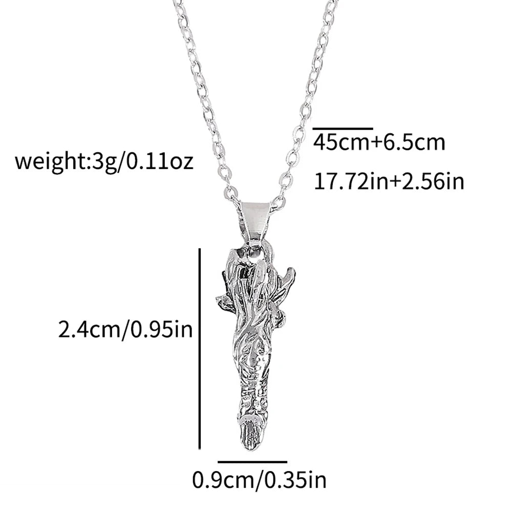 Collier jujutsu Kaisen à pendentif doigt Sukuna argenté, chaîne à maillons fins