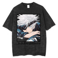 T-shirt Jujutsu Kaisen Gojo Cadre Noir Délavé