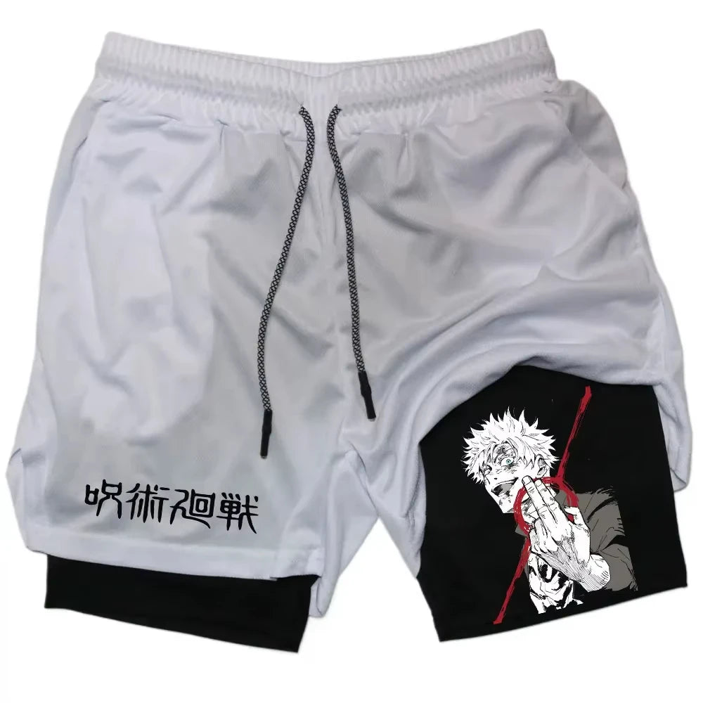 Short Jujutsu Kaisen Gojo Regard Trait Rouge - coloris Blanc