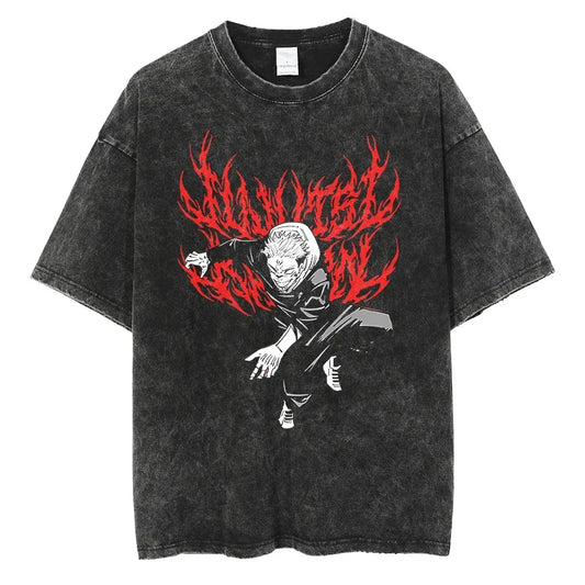 T-shirt Jujutsu Kaisen Sukuna Lettrage Rouge Metal