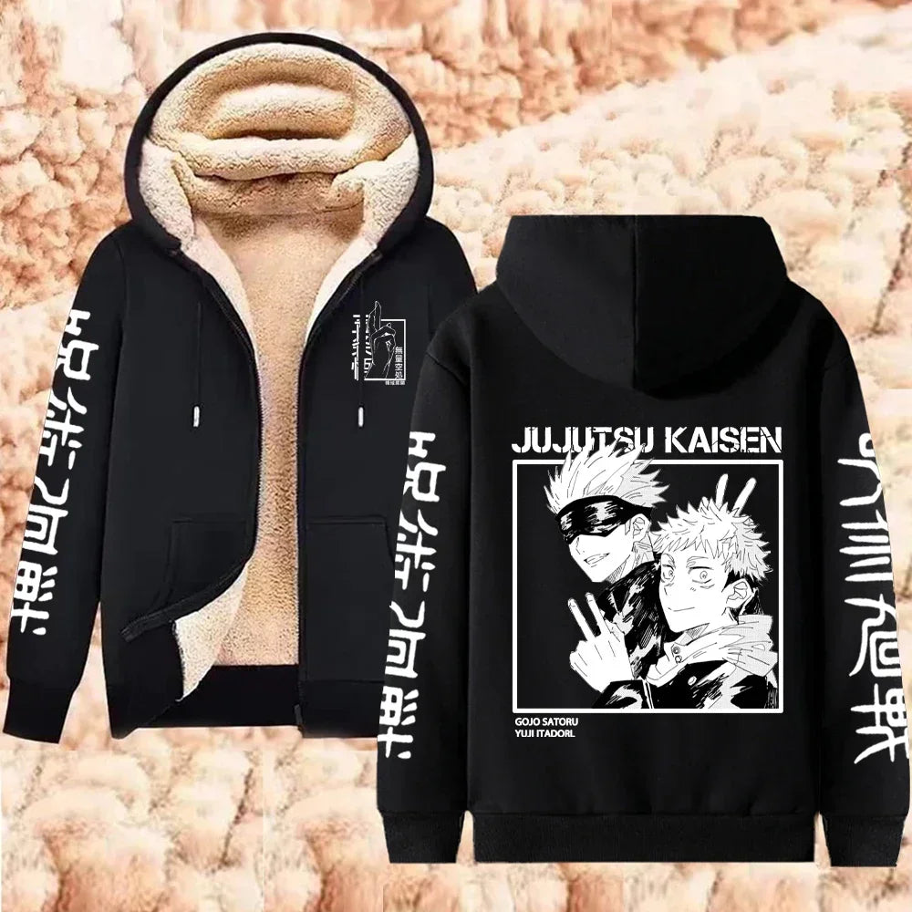 Veste Polaire Jujutsu Kaisen Gojo et Yuji Duo Signe