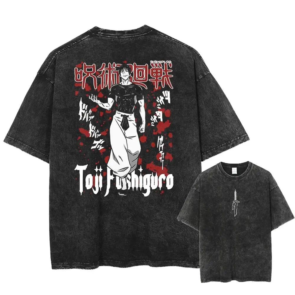 T-shirt Jujutsu Kaisen Toji Silhouette Lettrage Gothique
