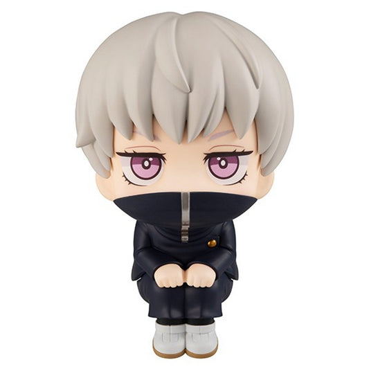 Figurine chibi Toge Inumaki, cheveux gris, uniforme noir, style assis, 10 cm
