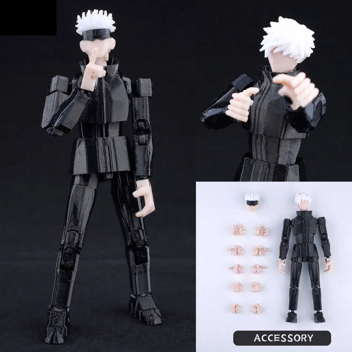 Figurine Jujutsu Kaisen Gojo Tenue Noire Articulée